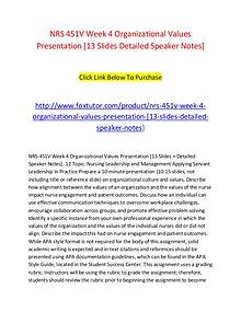 NRS 451V Week 4 Organizational Values Presentation [13 Slides Detaile