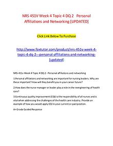 NRS 451V Week 4 Topic 4 DQ 2   Personal Affiliations and Networking [
