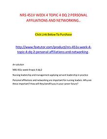 NRS 451V WEEK 4 TOPIC 4 DQ 2 PERSONAL AFFILIATIONS AND NETWORKING..