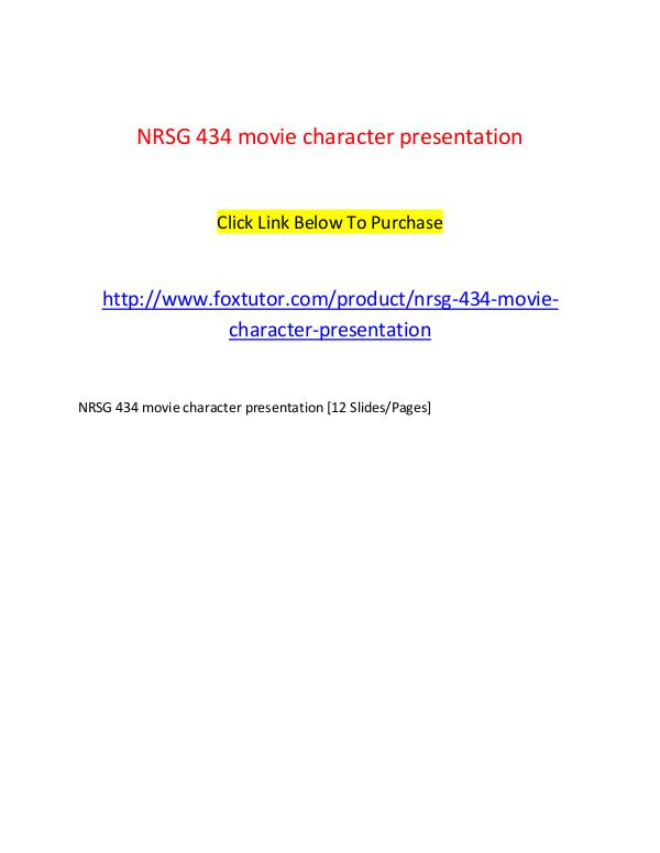 NRSG 434 movie character presentation NRSG 434 movie character presentation