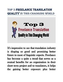 Top 3 Freelance Translation Quality in This Changing World