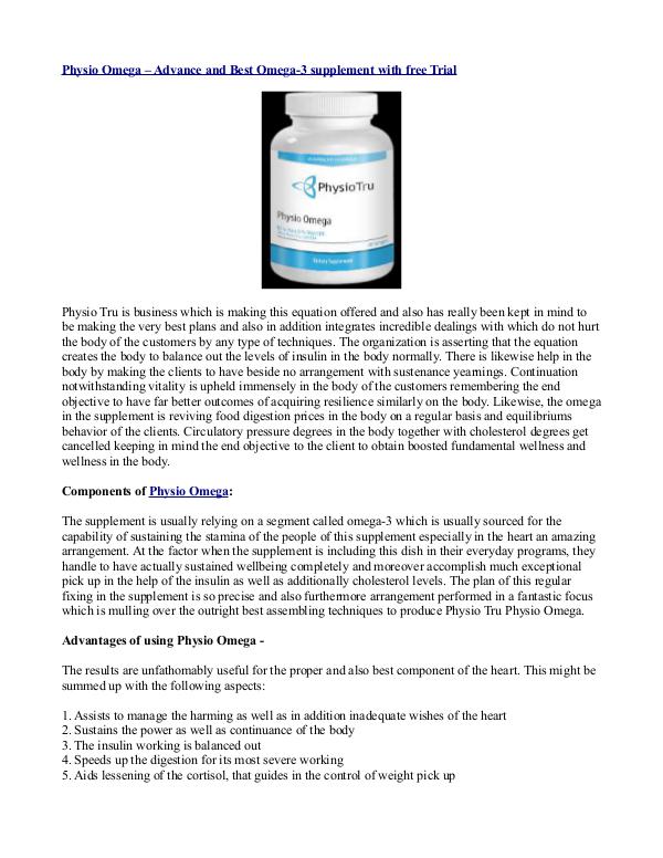 Physio Omega – Advance and Best Omega-3 supplement