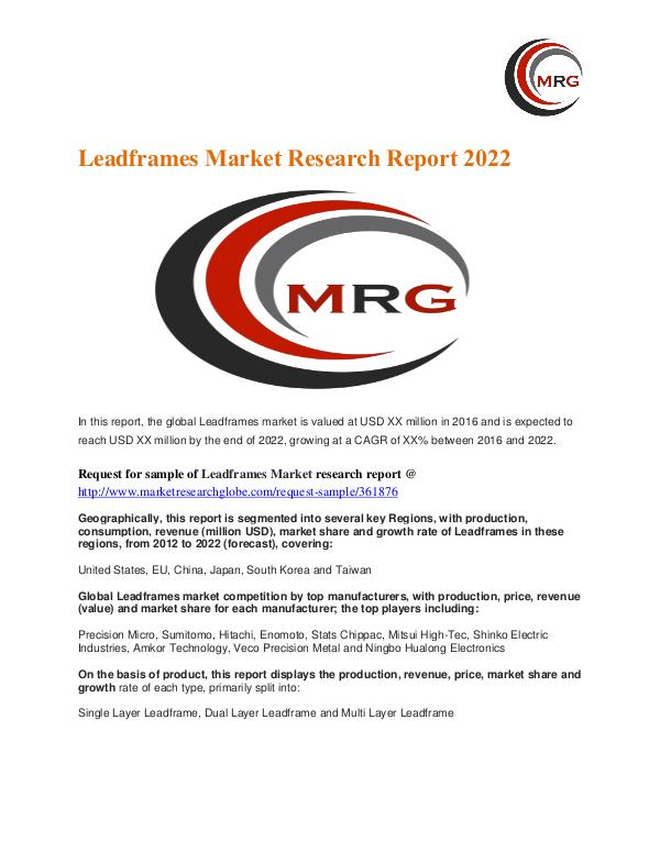 Leadframes Market Analysis, Segment, Trends and Forecasts 2017 Leadframes