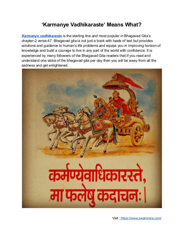 Swamirara ‘Karmanye Vadhikaraste’ Means What - Google Docs