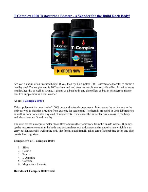 T Complex 1000 Testosterone Booster - A Wonder for the Build Rock Bod T Complex 1000 Testosterone Booster - A Wonder for