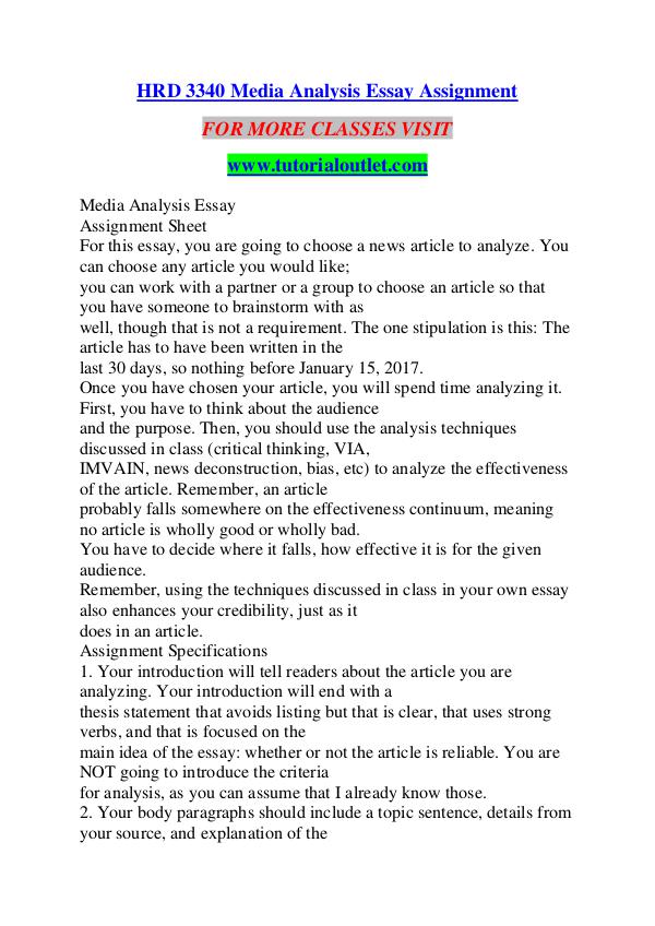 what is a media analysis essay