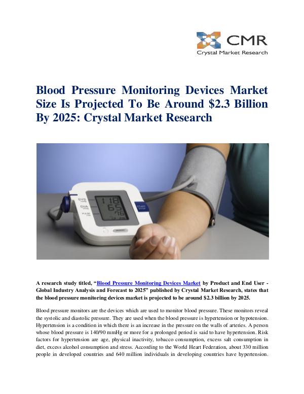 Market Research Reports- Consulting Analysis Crystal Market Research Blood Pressure Monitoring Devices Market by Produc