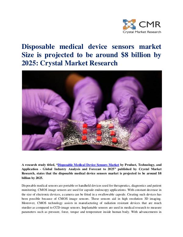 Market Research Reports- Consulting Analysis Crystal Market Research Disposable Medical Device Sensors Market by Produc