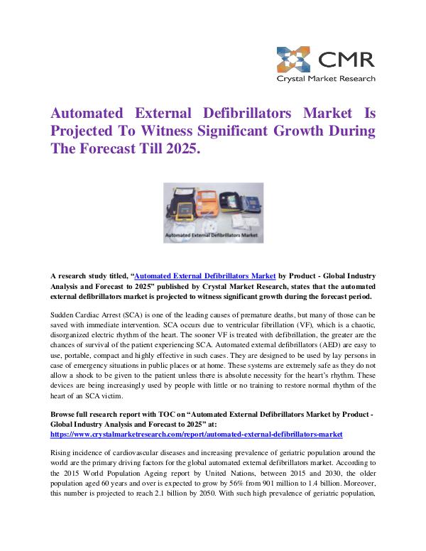 Market Research Reports- Consulting Analysis Crystal Market Research Automated External Defibrillators Market by Produc