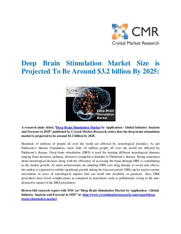 Market Research Reports- Consulting Analysis Crystal Market Research Deep Brain Stimulation Market by Application - Glo