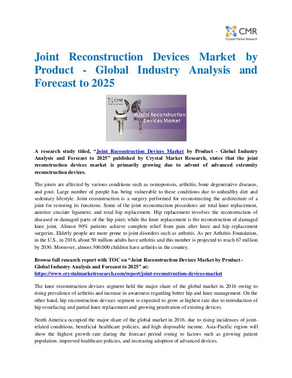 Market Research Reports- Consulting Analysis Crystal Market Research Joint Reconstruction Devices Market by Product - G