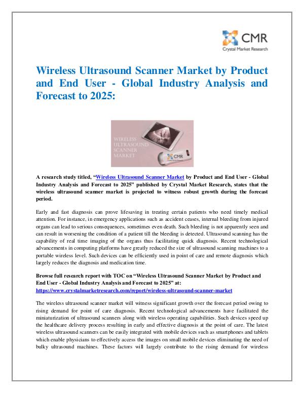 Market Research Reports- Consulting Analysis Crystal Market Research Wireless Ultrasound Scanner Market
