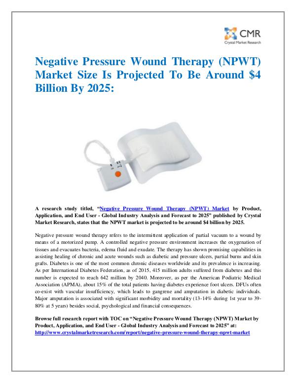 Market Research Reports- Consulting Analysis Crystal Market Research Negative Pressure Wound Therapy (NPWT) Market