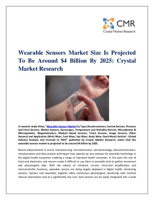 Market Research Reports- Consulting Analysis Crystal Market Research Wearable Sensors Market