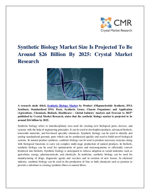 Market Research Reports- Consulting Analysis Crystal Market Research Synthetic Biology Market