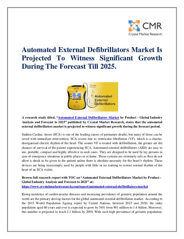 Market Research Reports- Consulting Analysis Crystal Market Research Automated External Defibrillators Market by Produc