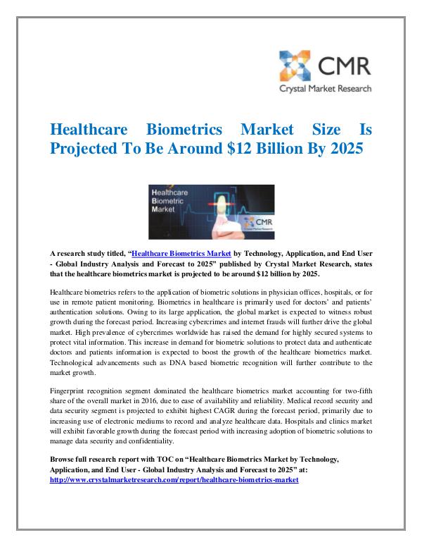 Market Research Reports- Consulting Analysis Crystal Market Research Healthcare Biometrics Market