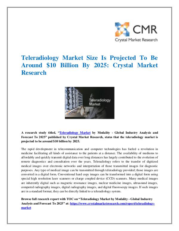 Market Research Reports- Consulting Analysis Crystal Market Research Teleradiology Market