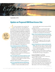 Eagle Lake Improvement Association Newsletter Sept. 2013