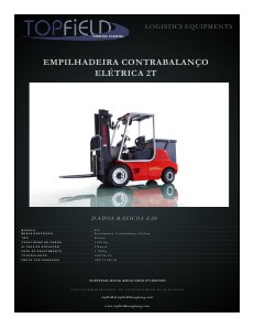 Empilhadeiras e Equipamentos de Logística EMPILHADEIRAS CONTRABALANÇO ELÉTRICAS DE 2T