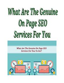 What Are The Genuine On Page SEO Services For You To Get?