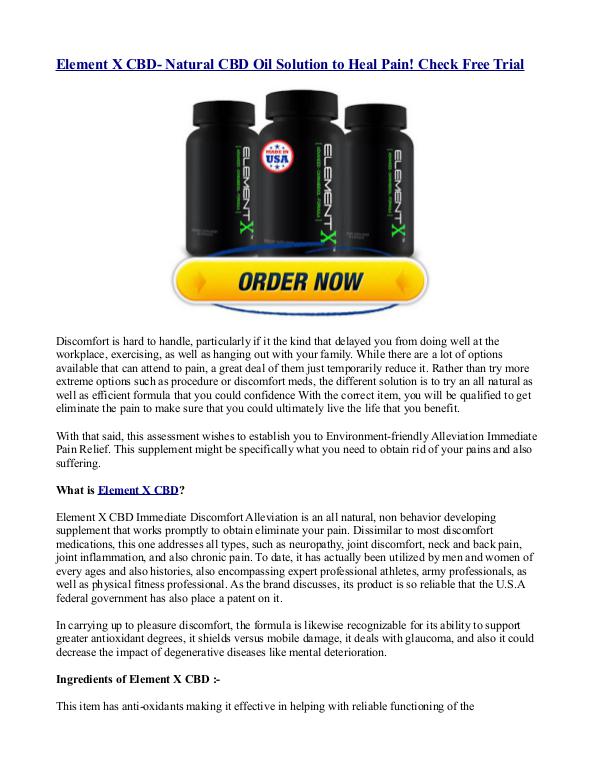 Element X CBD- Natural CBD Oil Solution to Heal Pain! Check Free Tria Element X CBD- Natural CBD Oil Solution to Heal Pa