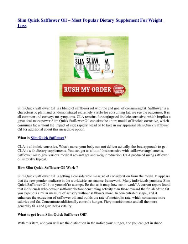 Slim Quick Safflower Oil – Most Popular Dietary Su