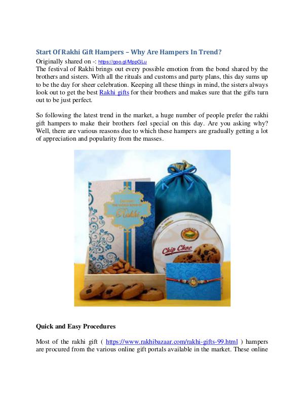 Rakhibazaar.com |Send Online rakhi to inida| Send Rakhi to worldwide Start Of Rakhi Gift Hampers – Why Are Hampers In T