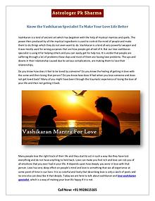 Know the Vashikaran Specialist To Make Your Love Life Better
