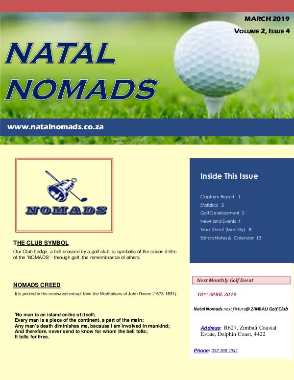 NATAL NOMADS Golf Club Monthly issue Newsletter Amanzimtoti Golf Club  Volume 2  Issue
