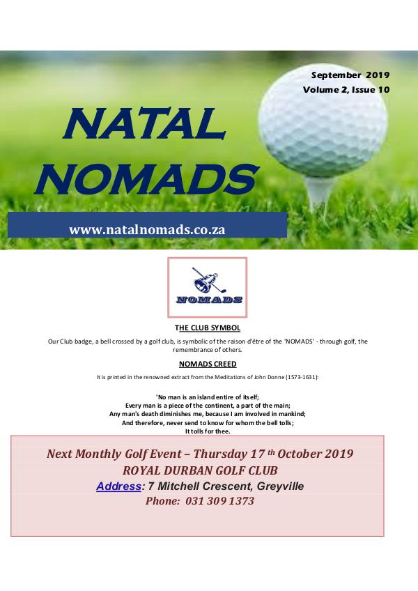 NATAL NOMADS Golf Club Monthly issue Newsletter Umkomaas Golf Club Volume 2 Issue 10 20