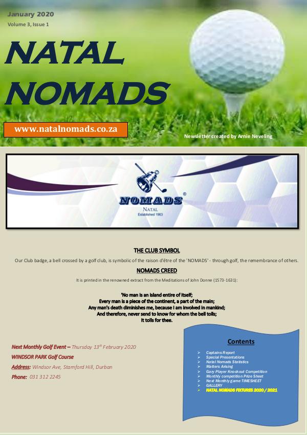 NATAL NOMADS Golf Club Monthly issue Natal Nomads Newsletter Umhlali Golf Club January