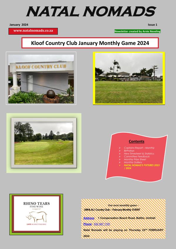 Natal Nomads Newsletter  - Kloof Country Club  January Monthly Game  2024