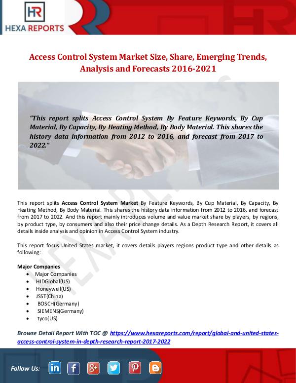 Access Control System Market Size, Share, Emerging