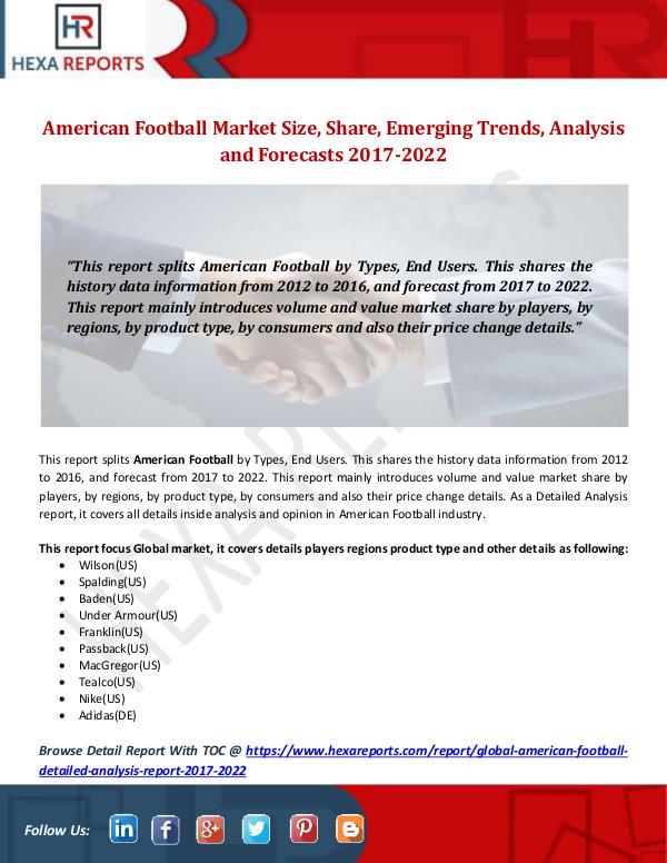 Hexa Reports American Football Market Size, Share, Emerging Tre