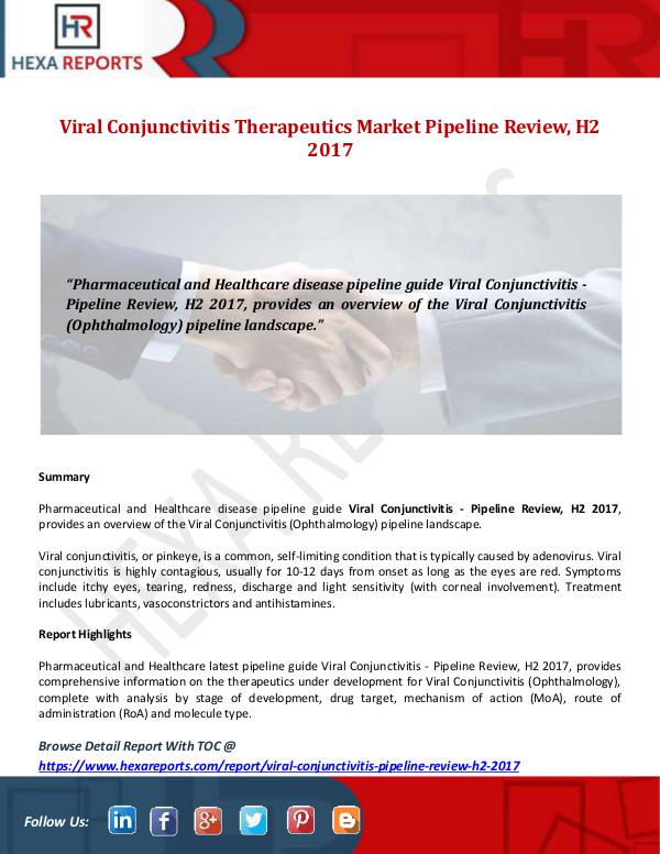 Hexa Reports Viral Conjunctivitis Therapeutics Market Pipeline