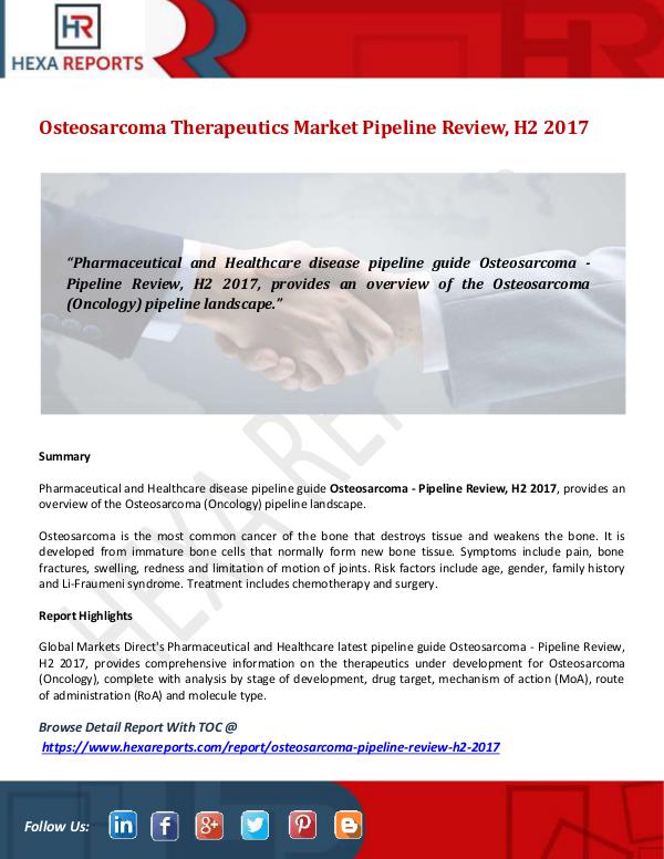 Osteosarcoma Therapeutics Market Pipeline Review,