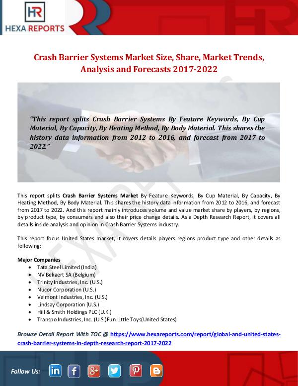 Hexa Reports Crash Barrier Systems Market Size, Share, Market T