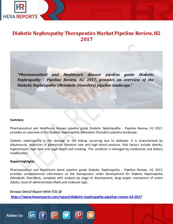 Hexa Reports Diabetic Nephropathy Therapeutics Market Pipeline