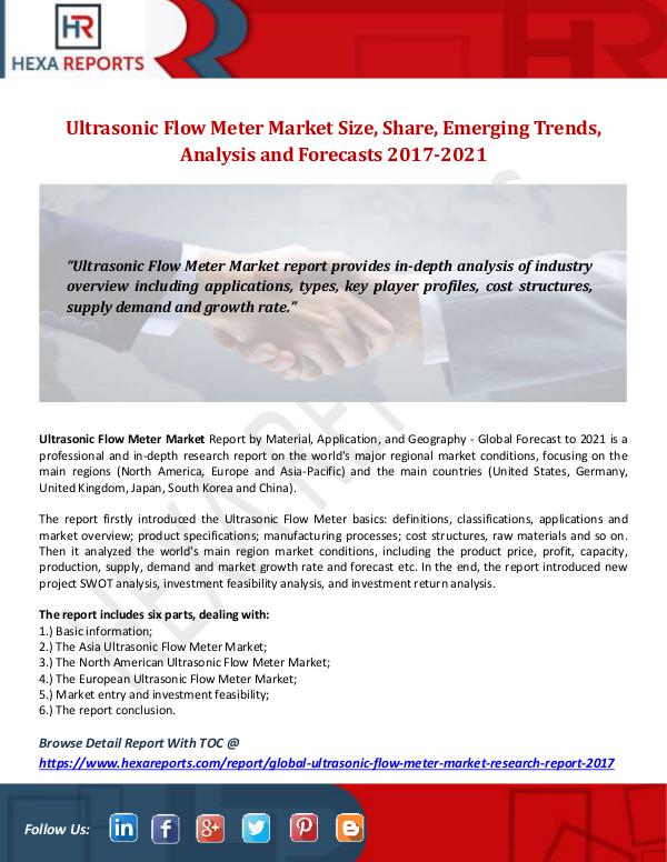 Hexa Reports Ultrasonic Flow Meter Market Size, Share, Emerging
