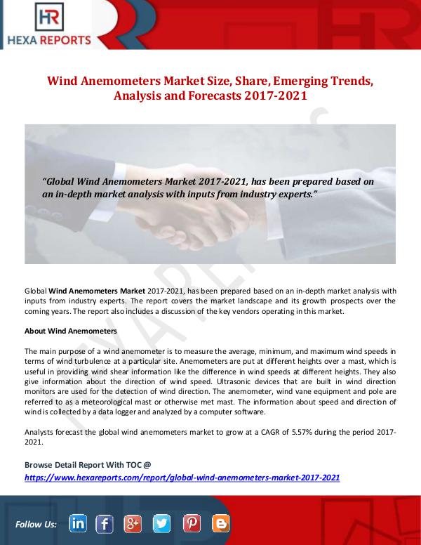 Wind Anemometers Market Size, Share, Emerging Tren