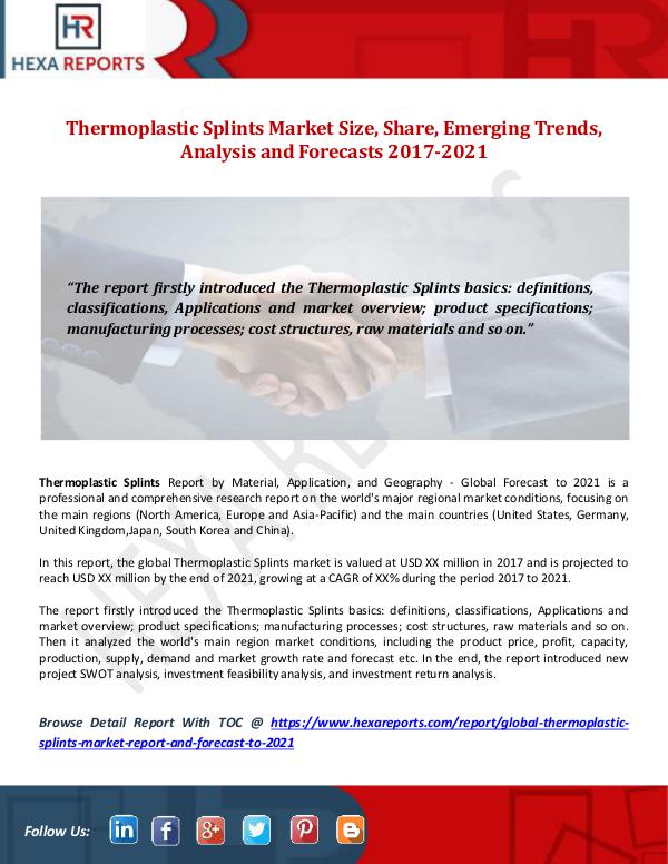 Hexa Reports Thermoplastic Splints Market Size, Share, Emerging