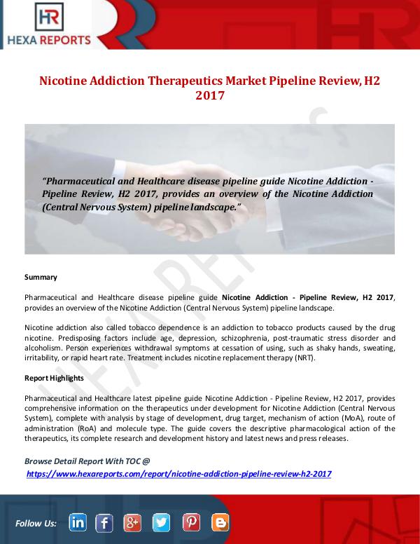 Hexa Reports Nicotine Addiction Therapeutics Market Pipeline Re