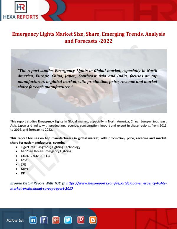 Hexa Reports Emergency Lights Market Size, Share, Emerging Tren
