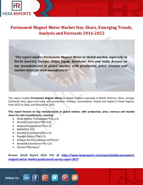 Permanent Magnet Motor Market Size, Share, Emergin