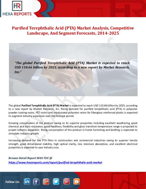 Hexa Reports Purified Terephthalic Acid (PTA) Market Size, Anal