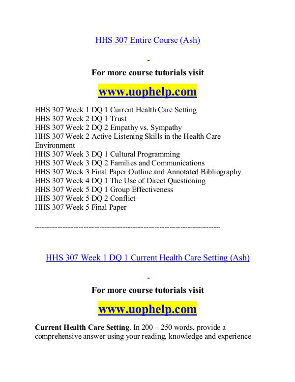 HHS 307(ash) help Minds Online/uophelp.com HHS 307(ash) help Minds Online/uophelp.com