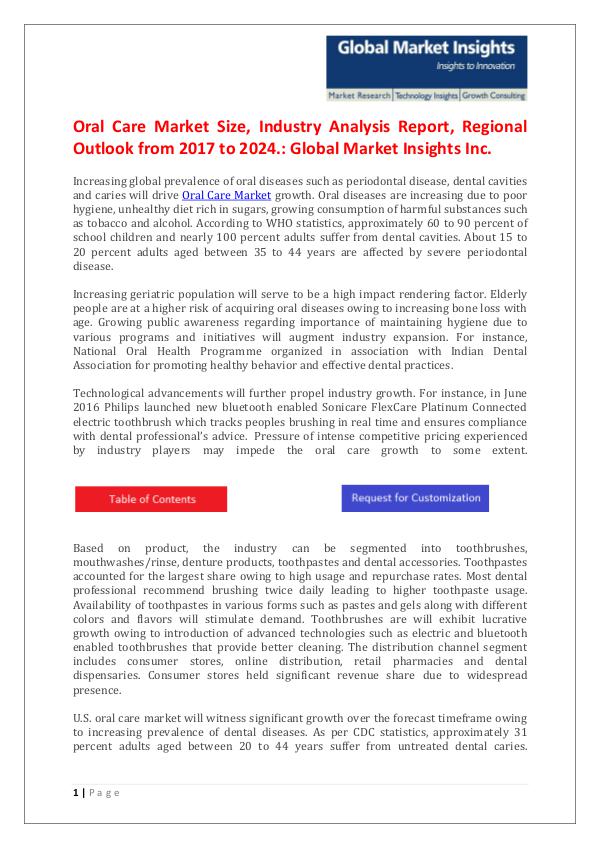 GMI Oral Care Market