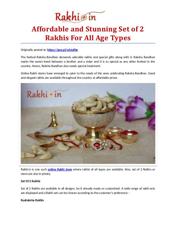 Premium Assortment of Rakhis and Gifts at Rakhi.in Affordable and Stunning Set of 2 Rakhis For All