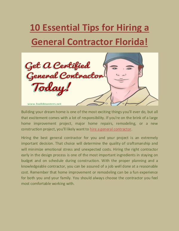 10 Essential Tips for Hiring a General Contractors
